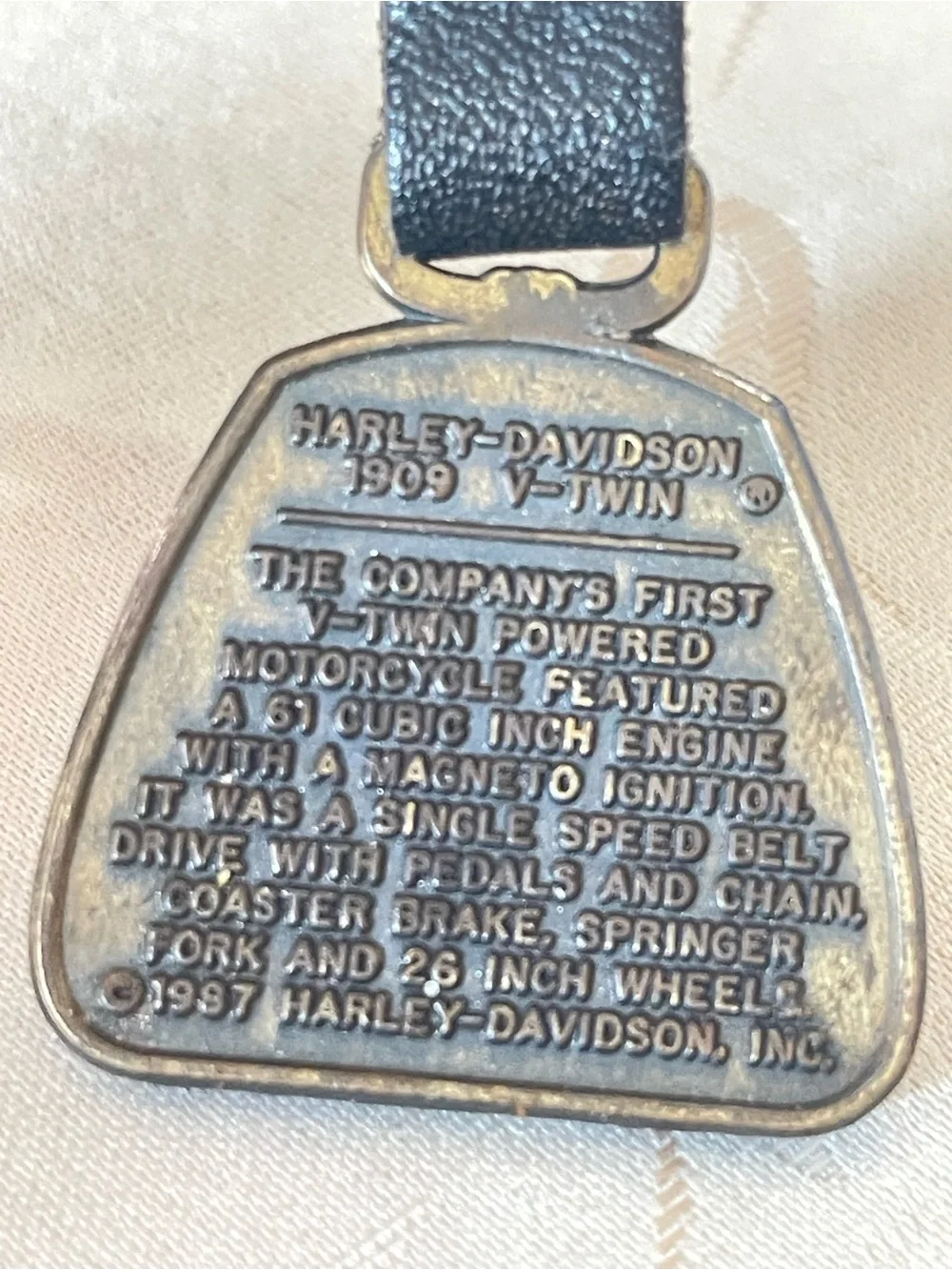HARLEY DAVIDSON 1909 V-TWIN MOTORCYCLE KEY CHAIN FOB Vtg